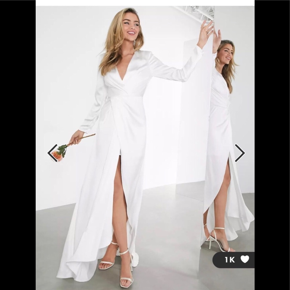 ASOS Sadie Plunge Wrap Wedding Dress Size 8